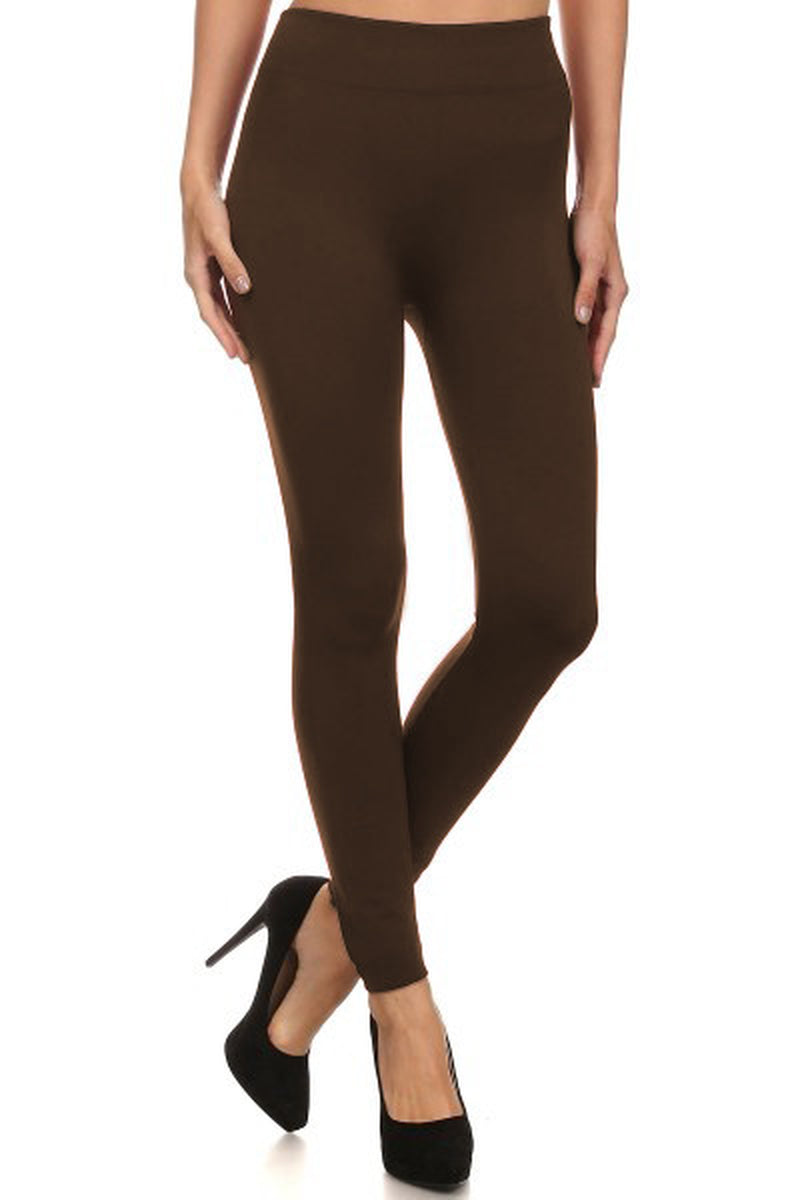 Warm FLEECE LINED LEGGINGS Thick Thermal Solid High Waisted Winter