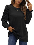 Blouses for Women Dressy Puff Sleeve Tunic Tops Casual Fall Shirts