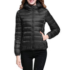 Women'S Packable down Jacket Lightweight Puffer Jacket Hooded Winter Coat Black Xl