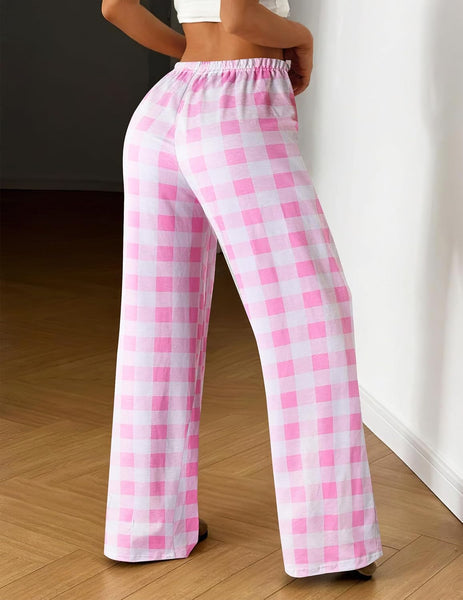 Ladies Pajama Pants Comfy Pj Bottom with Pockets Stretch Plaid Sleepwear