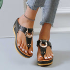 Mid-Wedge Women Orthopedic Sandals Casual Flat Shoes Flip Flops Ladies Anti-Slip